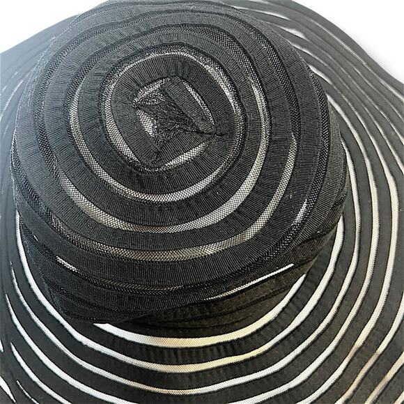 Black Sheer FAUX STRAW SUN HAT SZ ONE SIZE - Picture 4 of 9